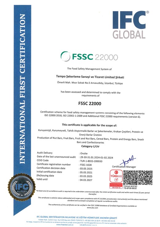 FSSC 22000 gıda güvenliği sertifikası