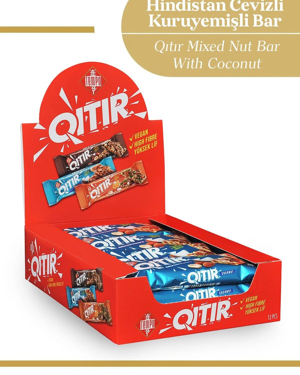 Qıtır Hindistan Cevizli Kuruyemişli Bar 30 g X 12 Adet